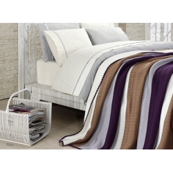 Спално бельо от 100% памук с плетено одеяло - BROWN STRIPES от StyleZone