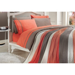 Спално бельо от 100% памук с плетено одеяло - ORANGE STRIPES от StyleZone
