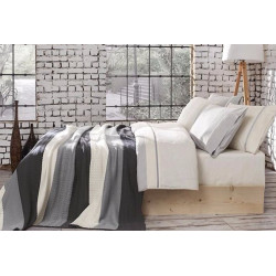 Спално бельо от 100% памук с плетено одеяло - GRAY STRIPES от StyleZone