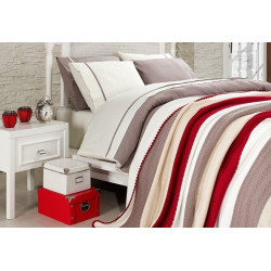 Спално бельо от 100% памук с плетено одеяло - BEIGE STRIPES от StyleZone
