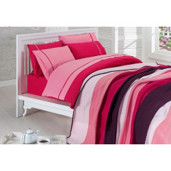 Спално бельо от 100% памук с плетено одеяло - PINK STRIPES от StyleZone