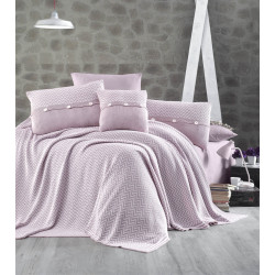 Спално бельо от 100% памук с плетено одеяло - PUDRA STRIPS от StyleZone