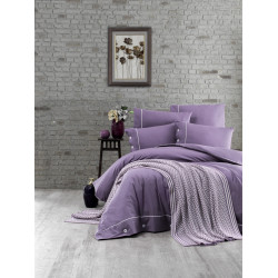Спално бельо от 100% памук с плетено одеяло - PURPLE от StyleZone