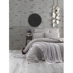 Спално бельо от 100% памук с плетено одеяло - KAHVE от StyleZone
