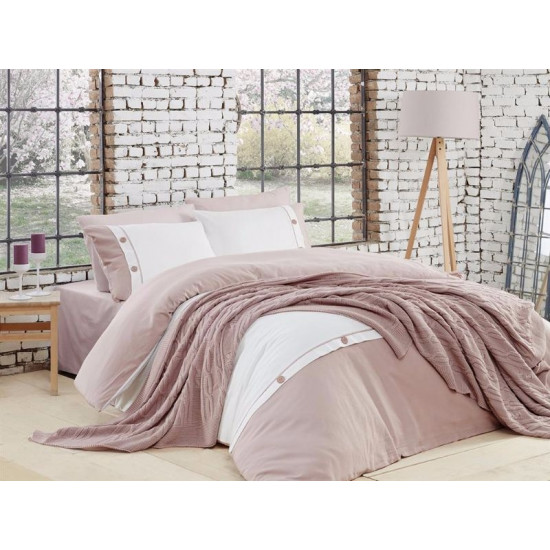Спално бельо от 100% памук с плетено одеяло - PUDRA от StyleZone