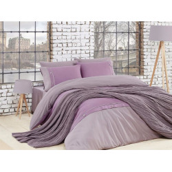 Спално бельо от 100% памук с плетено одеяло - LILA от StyleZone