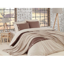 Спално бельо от 100% памук с плетено одеяло - BEIGE от StyleZone