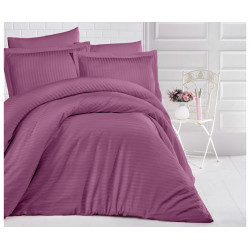 Едноцветно спално бельо на райе от 100% сатениран памук - DUST ROSE от StyleZone