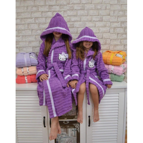 Детски  хавлиен  халат за баня от 100% памук - ЛИЛАВ от StyleZone