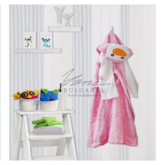 Детски халат за баня 100% Микропамук - РОЗОВ ПИНГВИН от StyleZone