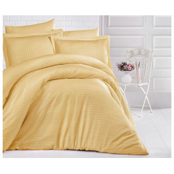 Едноцветно спално бельо на райе от 100% сатениран памук - Hardal от StyleZone