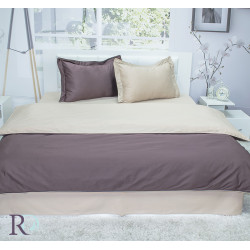 Двуцветно спално бельо от памучен сатен (кафяво/бежово) от StyleZone