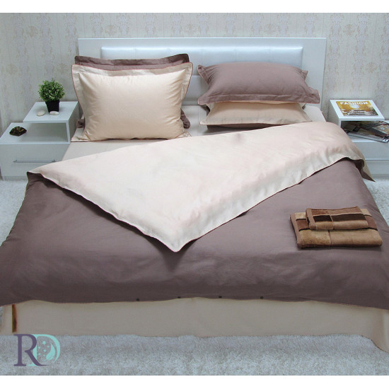 Двуцветно спално бельо от памучен сатен (капучино/светла праскова) от StyleZone