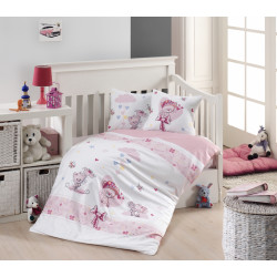 Бебешко спално бельо с плетено памучно одеяло - Pink Cat от StyleZone
