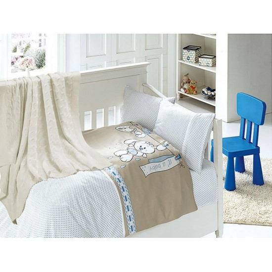 Бебешко спално бельо с плетено памучно одеяло - Baby Mavi от StyleZone