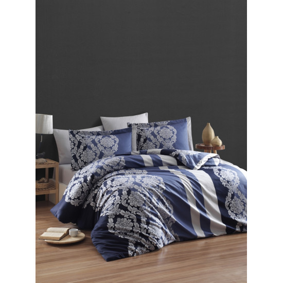 Луксозно спално бельо от 100% сатениран памук - KAVIN LACIVERT от StyleZone