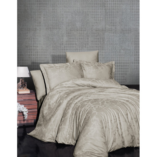 Луксозно спално бельо от 100% памучен сатен - жакард - SARAL BEJ от StyleZone