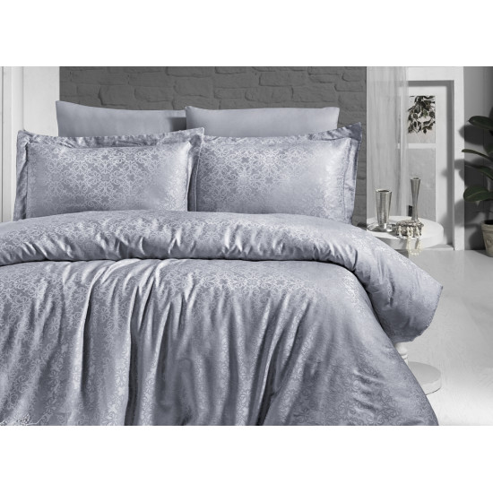 Луксозно спално бельо от 100% памучен сатен - жакард - LAMONE GRI от StyleZone