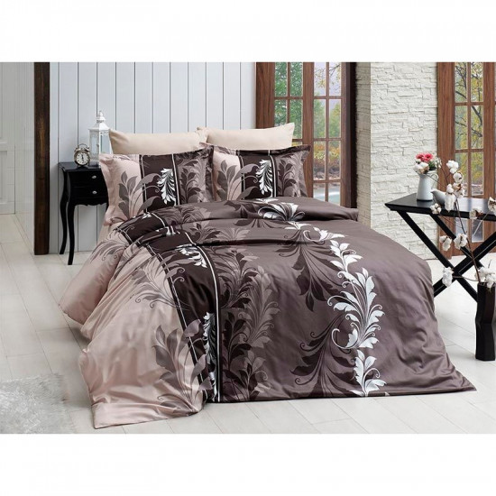 Спално бельо от сатениран памук с два плика - EYLUL KAHVE от StyleZone