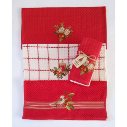 Коледна бяла кърпа на червени линии от StyleZone