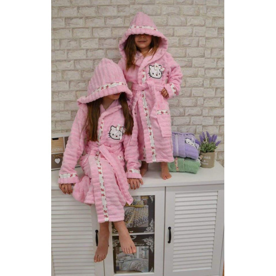 Детски хавлиен халат за момиче с бродерия - БЕБЕШКО РОЗОВО от StyleZone