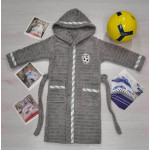 Детски хавлиен халат за момче футболна топка - СИВО от StyleZone