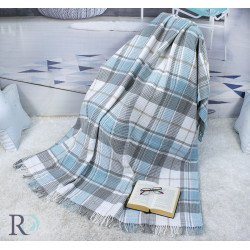 Стилно памучно одеяло скоч - СИВО И АКВА от StyleZone