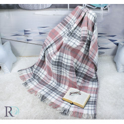 Стилно памучно одеяло скоч - РОЗОВО И СИВО от StyleZone