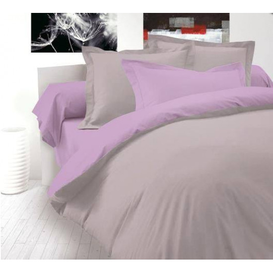 Двуцветно спално бельо от 100% памук ранфорс (cиво/светлолилаво) от StyleZone