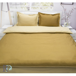 Двуцветно спално бельо от памучен сатен (охра и бежово) от StyleZone