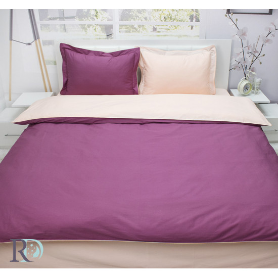Двуцветно спално бельо от памучен сатен (розе и праскова) от StyleZone