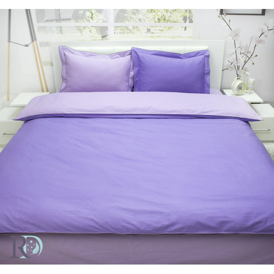 Двуцветно спално бельо от памучен сатен (тъмен люляк и люляк) от StyleZone