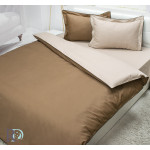 Двуцветно спално бельо от памучен сатен (светло кафяво и бежово) от StyleZone