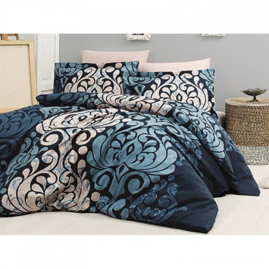 Спално бельо от сатениран памук с два плика - LAURA NAVY BLUE от StyleZone