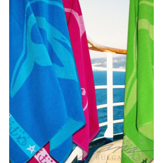 Викокачествена плажна хавлия от 100% памук -  ДЕЛФИН ЗЕЛЕНО от StyleZone