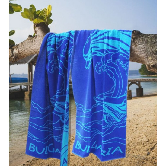 Викокачествена плажна хавлия от 100% памук -  ДЕЛФИН СИНЬО от StyleZone