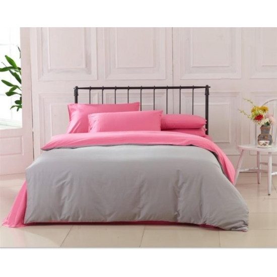 Двуцветно спално бельо от 100% памук (сиво/бейби розово) от StyleZone
