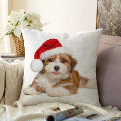 Коледна декоративна възглавница с цип - КУЧЕНЦЕ от StyleZone
