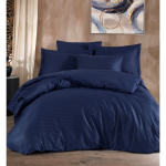 Едноцветно спално бельо на райе от 100% сатениран памук -  Indigo