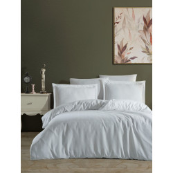 Луксозно спално бельо на квадрати от 100% памучен сатен - WHITE