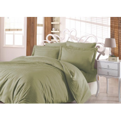 Луксозно спално бельо на райе от 100% памучен сатен - OLIVE