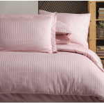 Едноцветно спално бельо на райе от 100% сатениран памук - Pudra