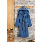 Хавлиен халат с качулка Style синьо