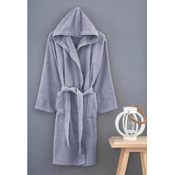 Хавлиен халат с качулка Style сиво