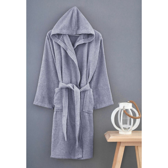 Хавлиен халат с качулка Style сиво